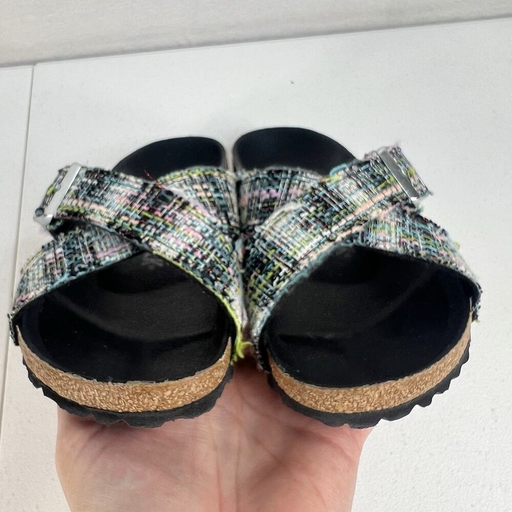Birkenstock Cross-Strap Sandals in Multicolor Tweed Pattern - Picture 9 of 11
